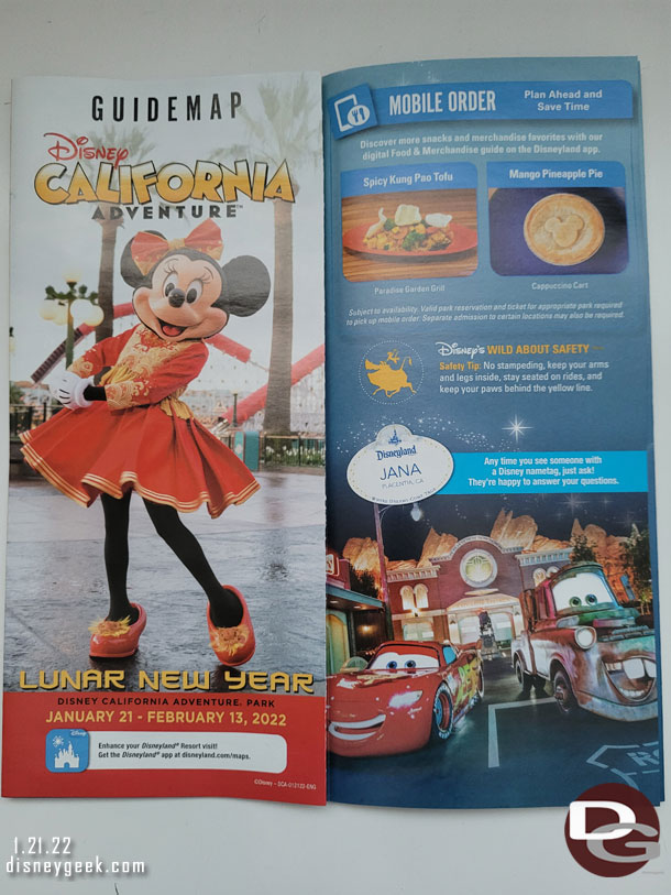 The current Disney California Adventure guidemap.