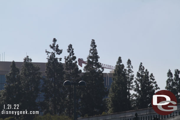 As I was walking toward the stairs noticed a tower crane is up for the new DVC tower at the Disneyland Hotel.