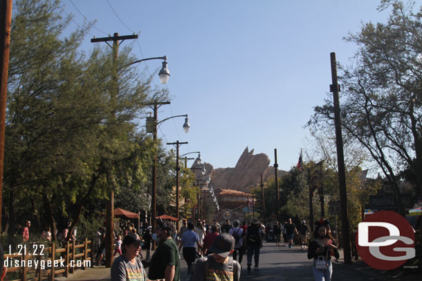 Almost all signs of Christmas are gone, just the poles on the right side of Route 66 in Cars Land remain.