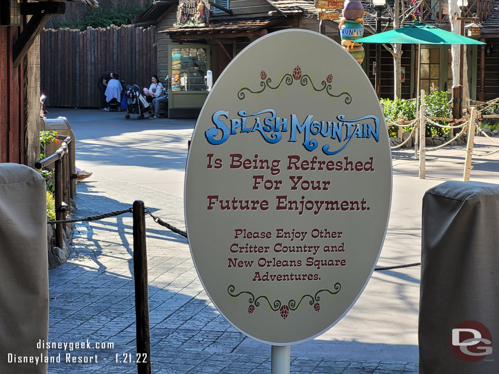 Splash Mountain is closed for its annual renovation.