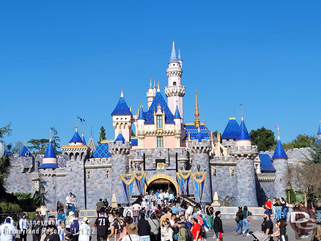 All the snow has melted from Sleeping Beauty Castle