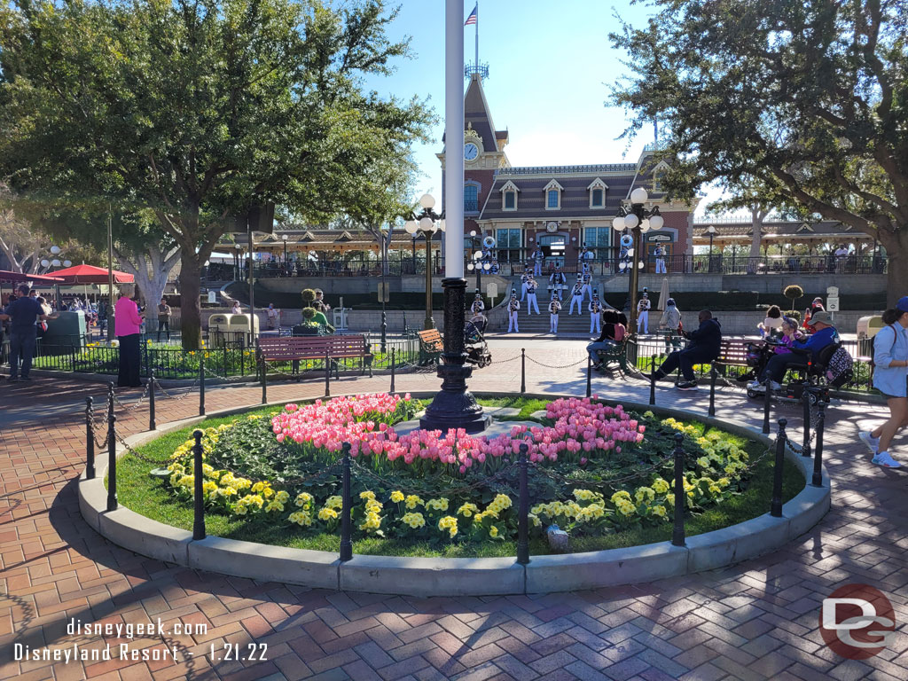 The Disneyland Band was performing at the Train Station.