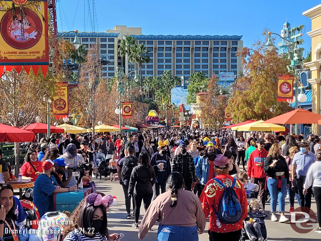 The area was busy with guests in line for the marketplaces, guests waiting for the procession and just normal traffic.