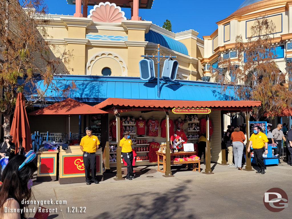 Before the procession they close the merchandise location to keep the parade route clear.