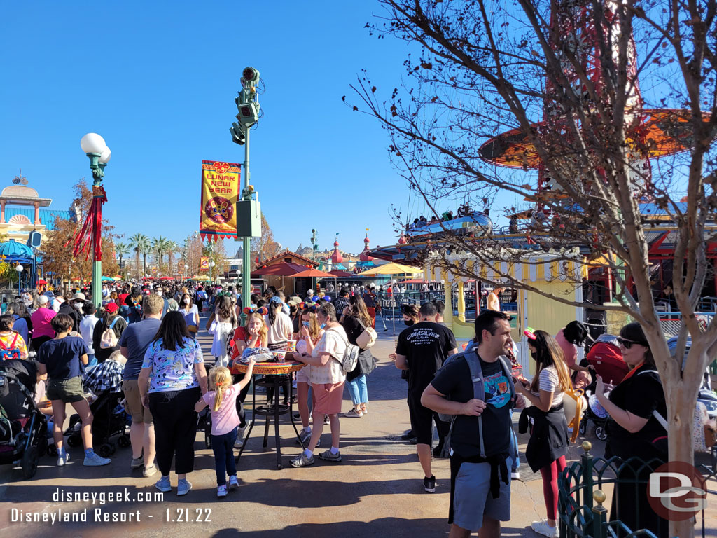 The lines for food were long this afternoon.  I am standing at the end of the line (it is off to my left a bit) for the marketplace in the distance.