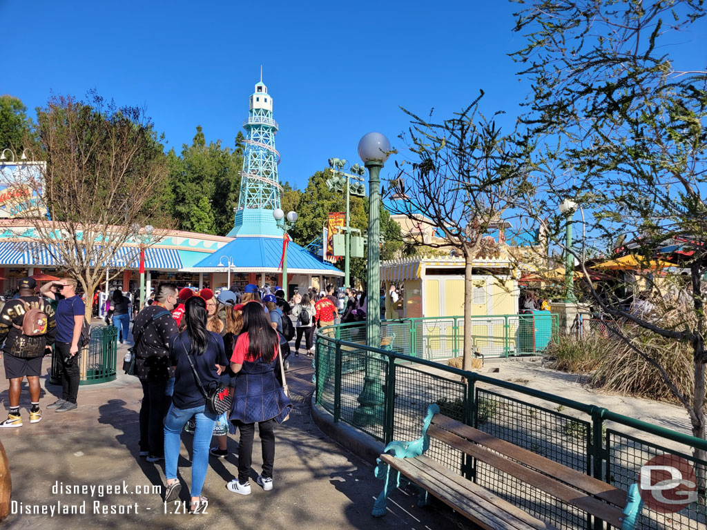 The food lines were getting longer.. this one turned the corner near the Jellyfish.  The booth is way off to the right past the Zephyr.