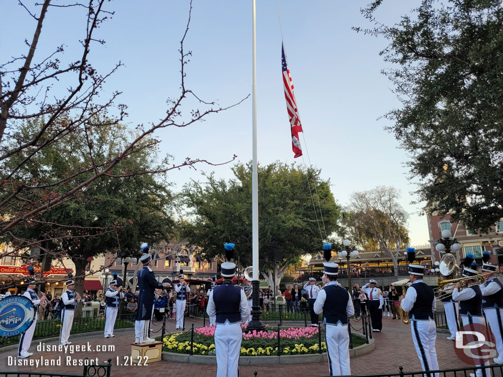 Time for the nightly Flag Retreat Ceremony in Town Square.