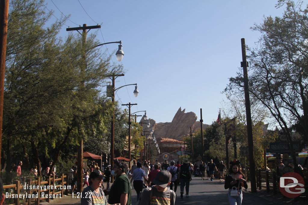 Almost all signs of Christmas are gone, just the poles on the right side of Route 66 in Cars Land remain.