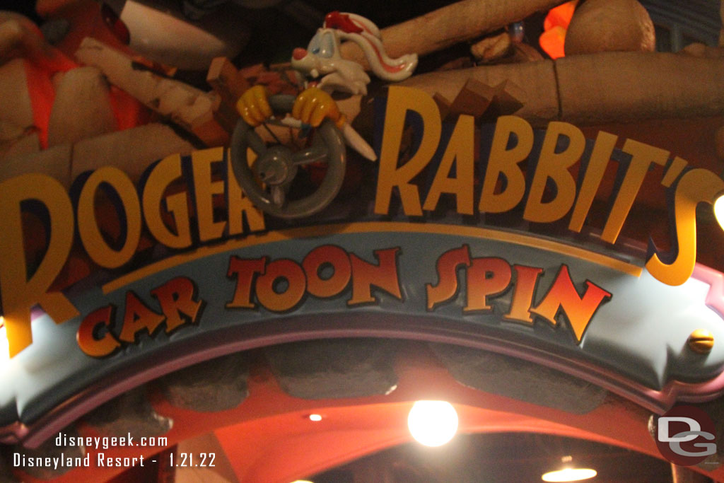 7:43pm - Stopped by Toontown, Car Toon Spin had a 15 min wait posted. 