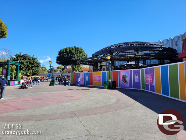 12:07pm - Through security at Downtown Disney.   Walls are up around the area that will be demolished soon.