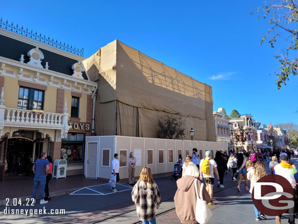 The Crystal Arcade facade is being renovated.