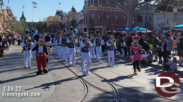 Mickey and Minnie leading the Disneyland Band.