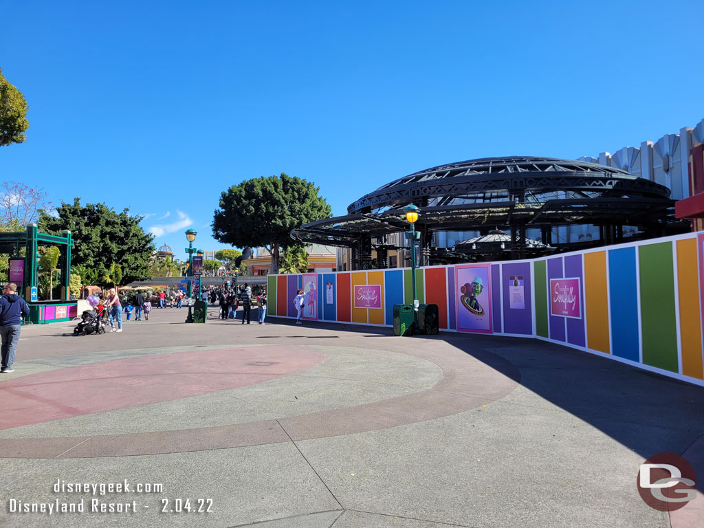 12:07pm - Through security at Downtown Disney.   Walls are up around the area that will be demolished soon.