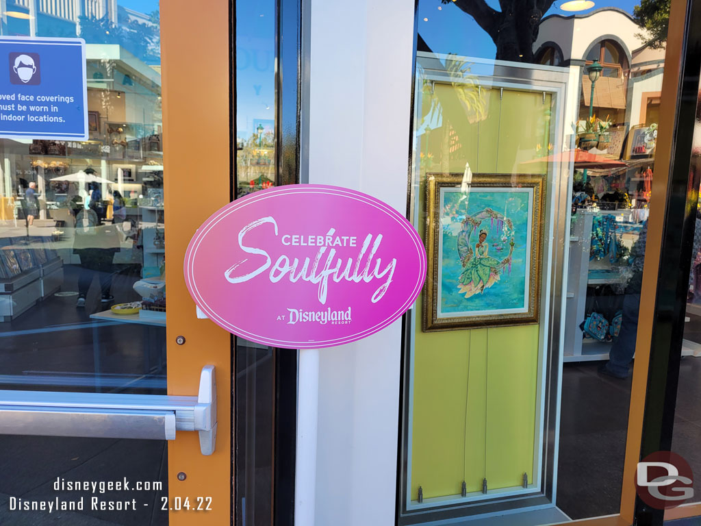 Several stores have signs for Celebrate Soulfully and feature products for the event.