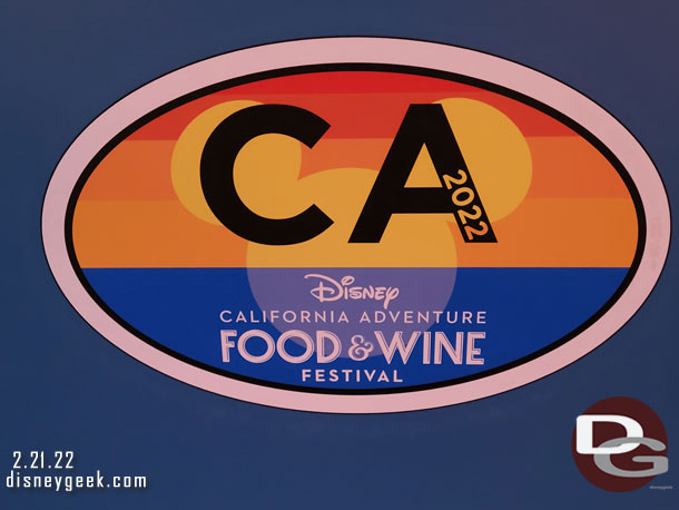 A logo on the sound booth for the Food & Wine Festival.