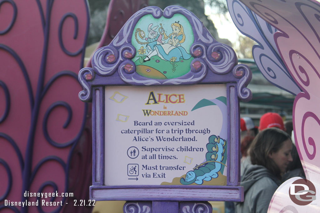 Next up Alice in Wonderland.  This was about a 7 minute wait this morning.