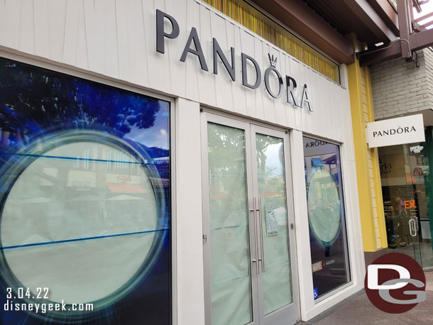 The Pandora shop is closed in Downtown Disney but scheduled to reopen Saturday.