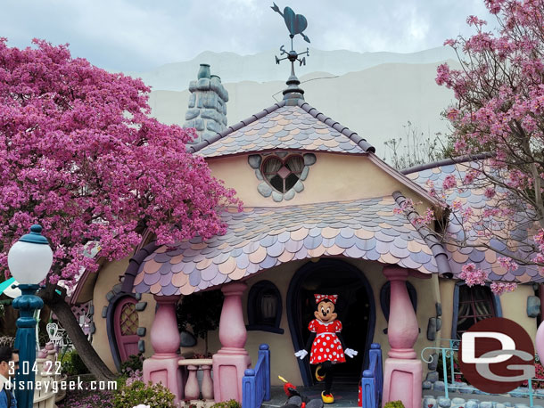 Minnie was greeting guests from her porch.