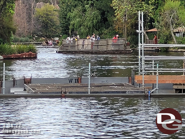 With the ongoing work Tom Sawyer Island rafts are still using the alternative dock and circling the island.