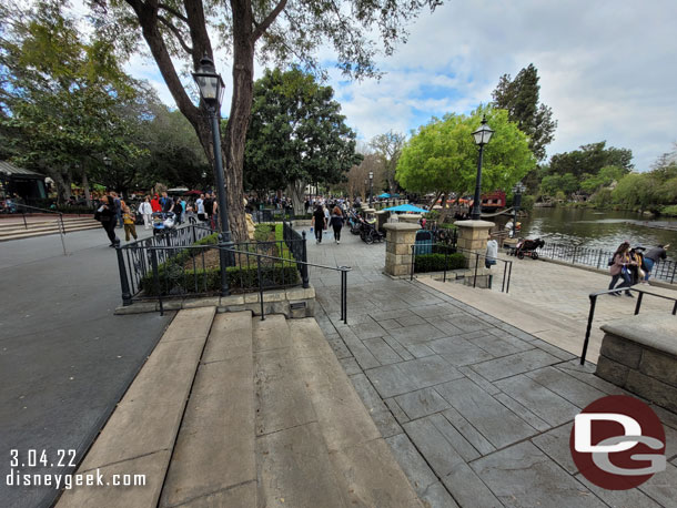 Saw some reporting online that the terraces along the Rivers of America will be changed in some fashion once Pirates closes to help with crowd flow for the queues and for Fantasmic.  No details on what will be changing but thought to take some pictures of