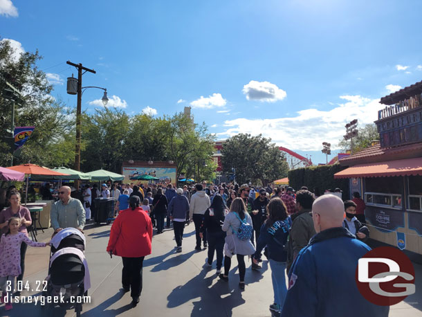 The main walkway was busy and on the crowded side.