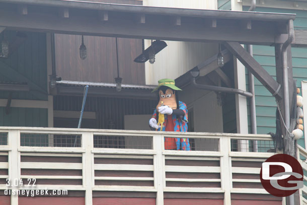 Goofy was fishing in the Pacific Wharf area.