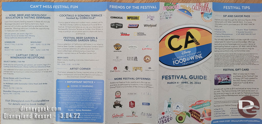 The 2022 Disney California Adventure Food & Wine Festival Guide.