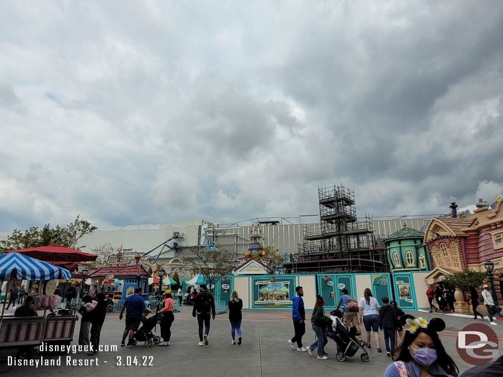 Scaffolding is up around the El Capitoon as the supports for the exterior facade are being installed.