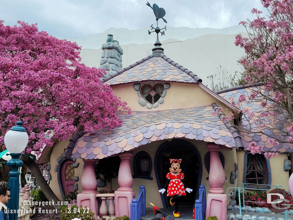 Minnie was greeting guests from her porch.