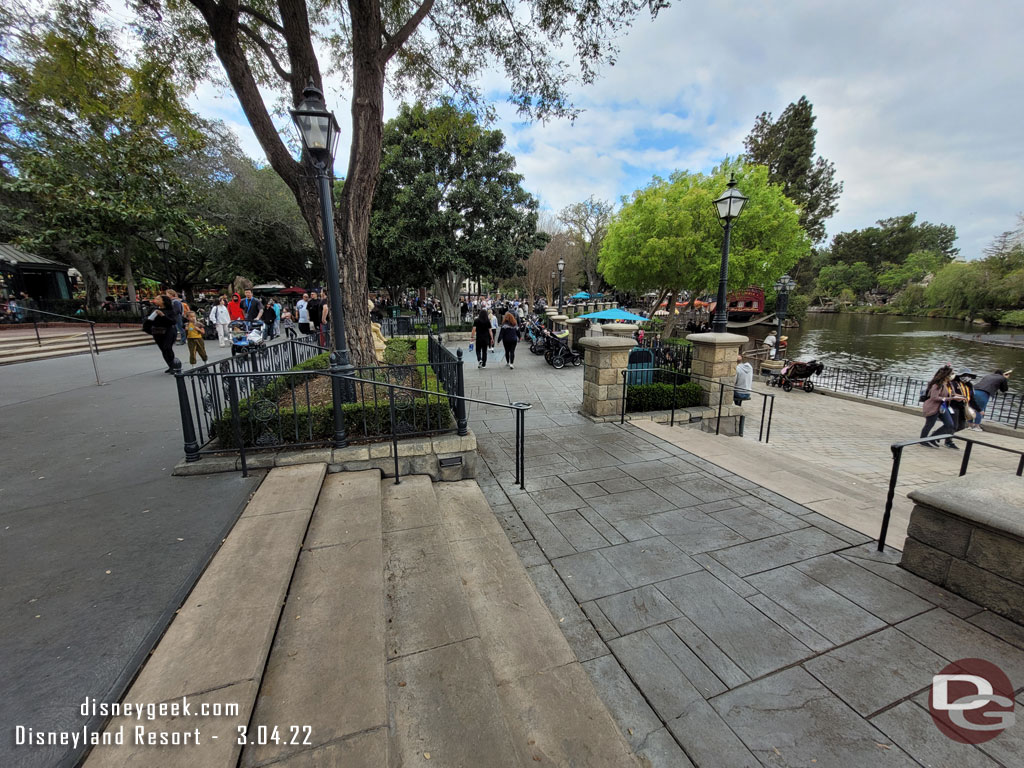 Saw some reporting online that the terraces along the Rivers of America will be changed in some fashion once Pirates closes to help with crowd flow for the queues and for Fantasmic.  No details on what will be changing but thought to take some pictures of