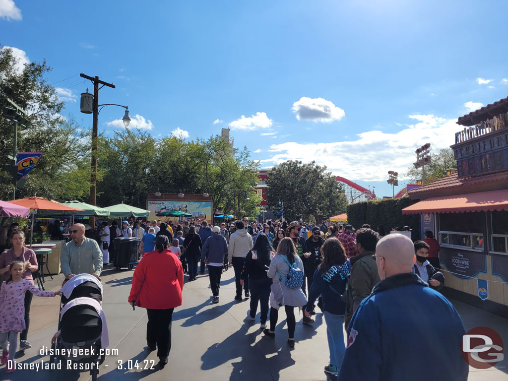 The main walkway was busy and on the crowded side.