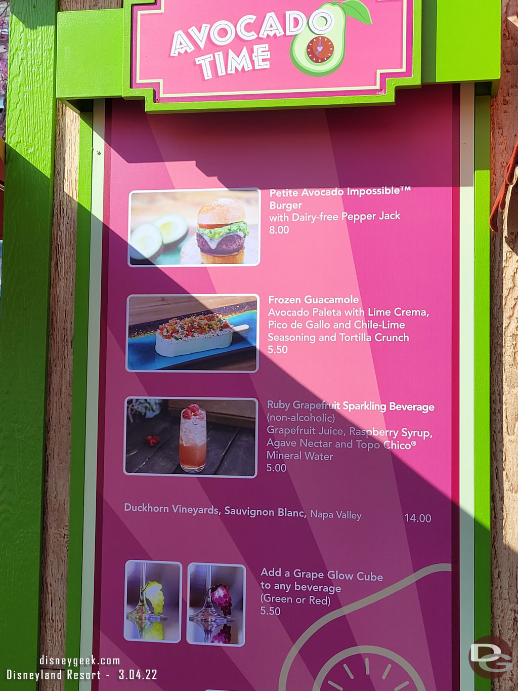 Avacado Time Marketplace Menu