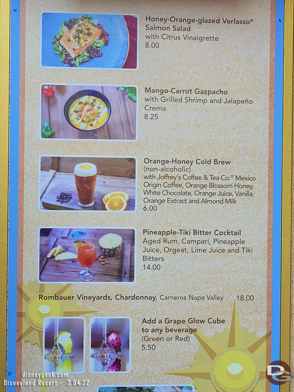 Golden Dreams Marketplace Menu