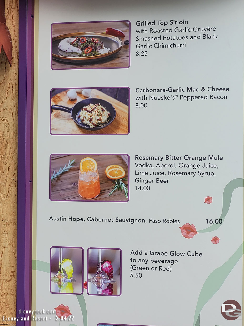 Garlic Kissed Marketplace Menu