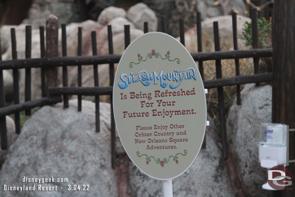 Splash Mountain is scheduled to reopen Monday.