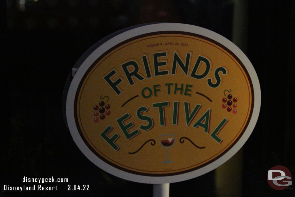 Several Downtown Disney locations had signs like this out. They have offerings for the Food and Wine Festival.