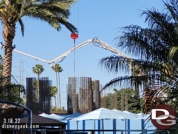 The concrete was being pumped across the site via this arm.