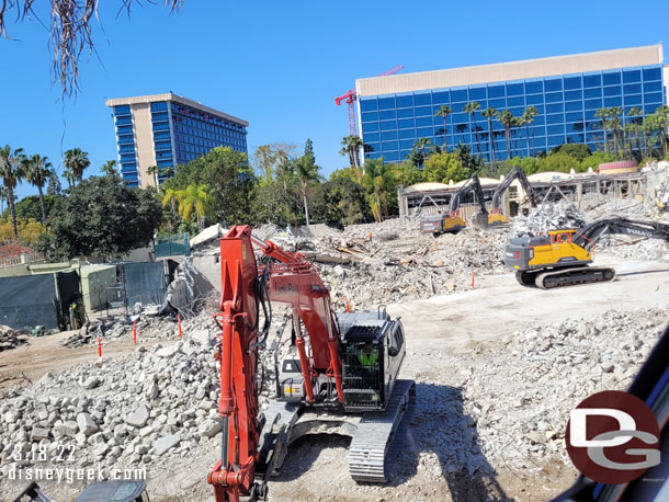 From the Monorail you can see most of the buildings have been demolished and machines are working on sorting the debris and taking down what remains.