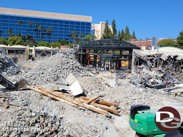 All that remains are the front facades of the buildings.