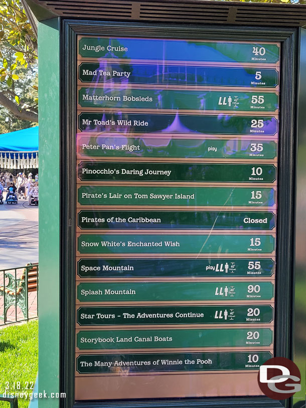 4:06pm - Disneyland Wait times.