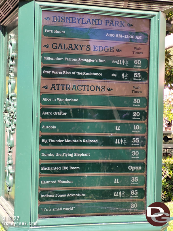 4:06pm - Disneyland Wait times.