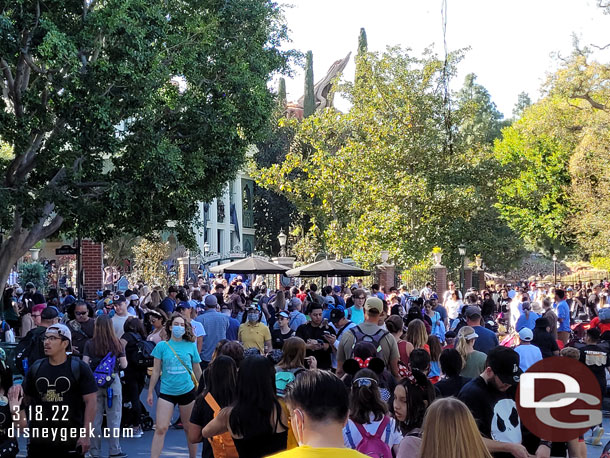 4:15pm - A lot of guests in the Haunted Mansion area.