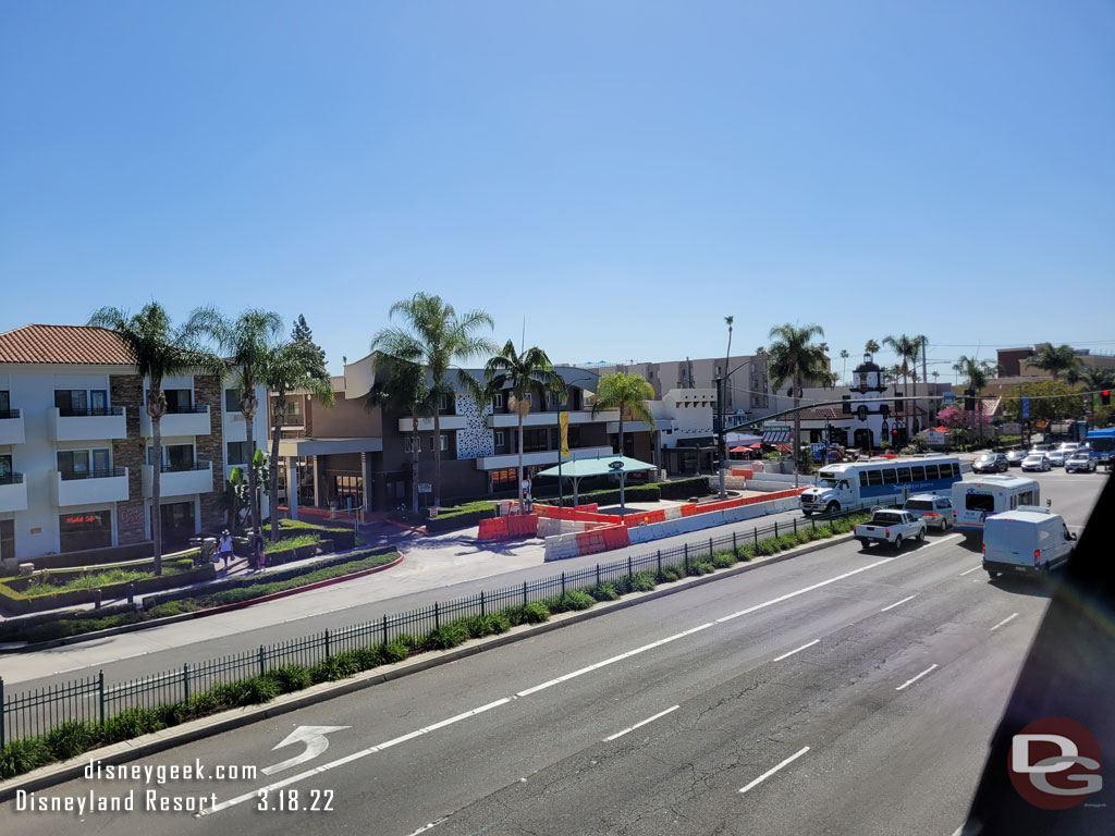 Work underway at the corner across Harbor Blvd from the park.