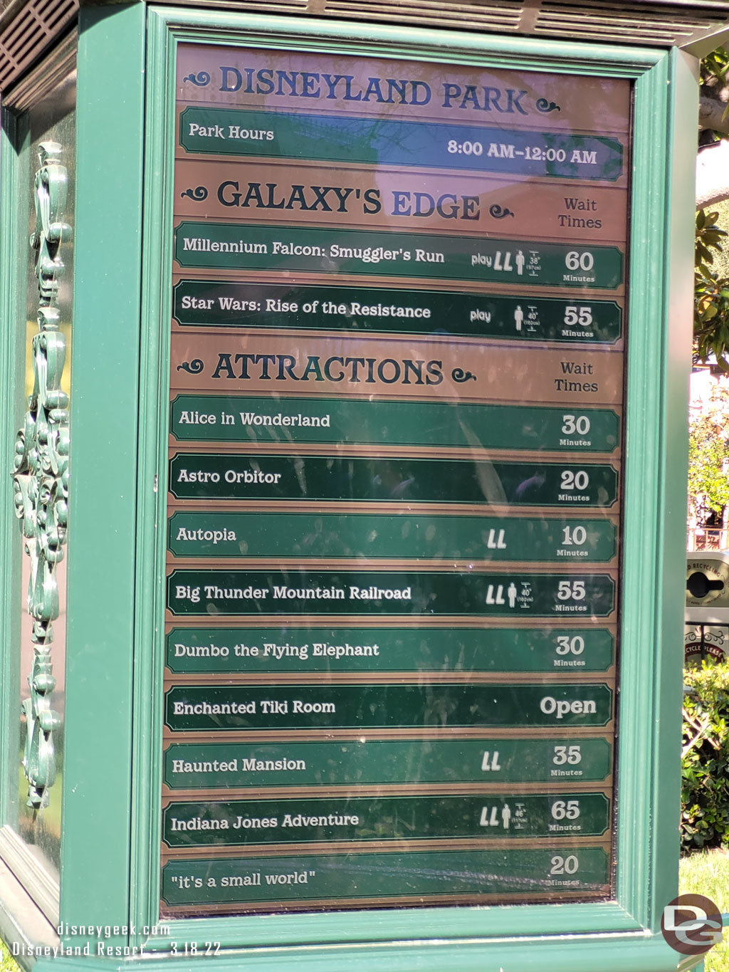 4:06pm - Disneyland Wait times.