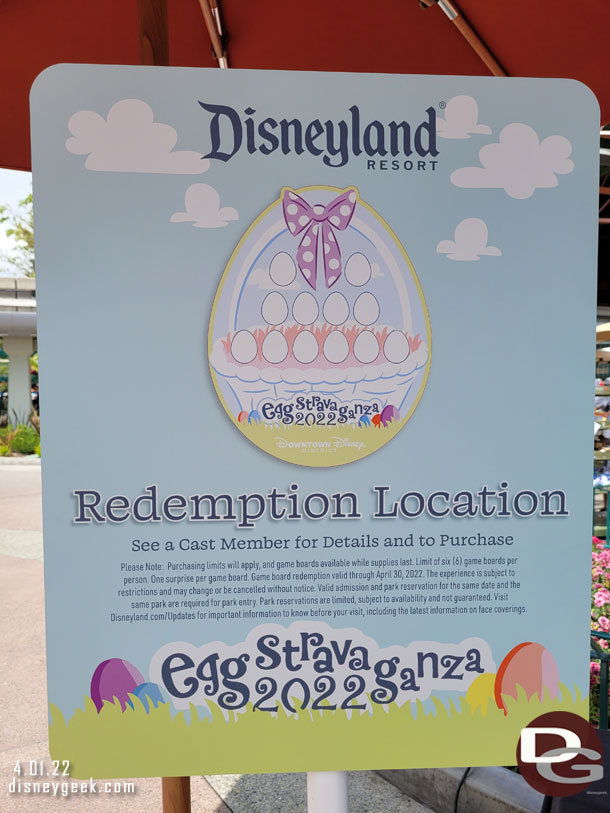 There are redemption locations at the Pin Traders and World of Disney.