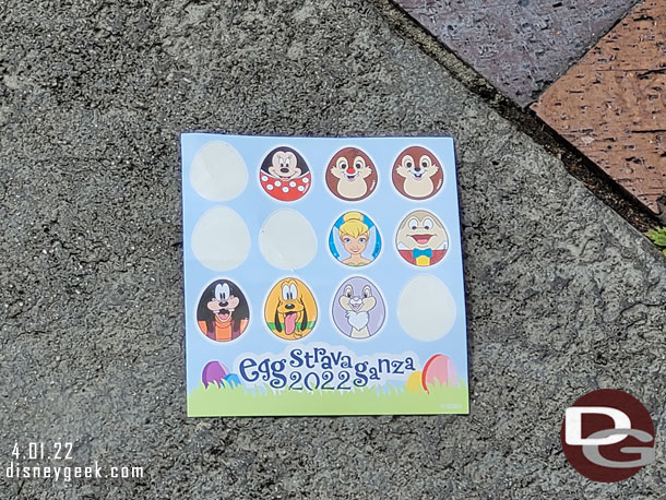 Someone dropped their Eggstravaganza stickers.. grabbed a picture as I walked by.