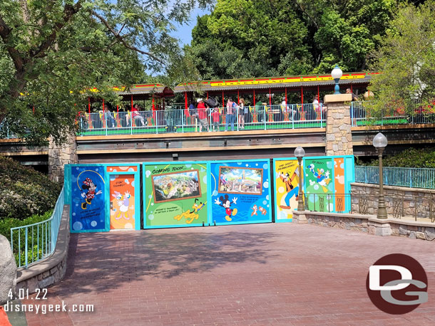 Mickey's Toontown sign and other signs removed from the railroad bridge.