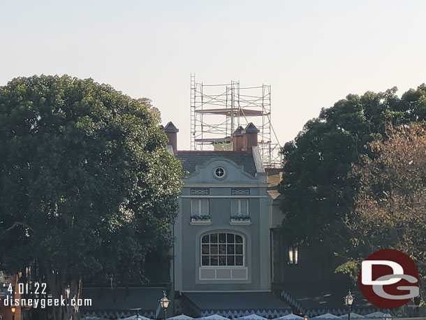 A closer look at the work on the roof of Club 33.