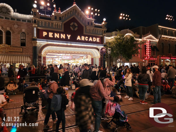 The first portion of Main Street had people was not crowded.