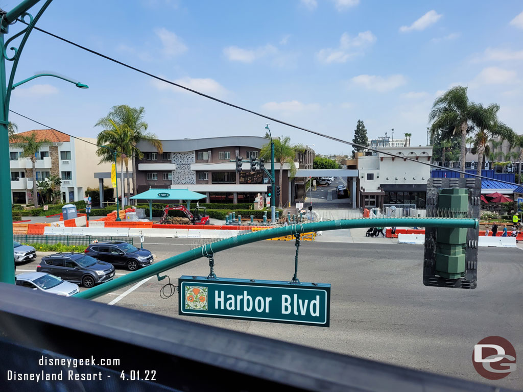 Construction continues at the Harbor Blvd intersection (not the best picture as I cruised by on the Monorail).